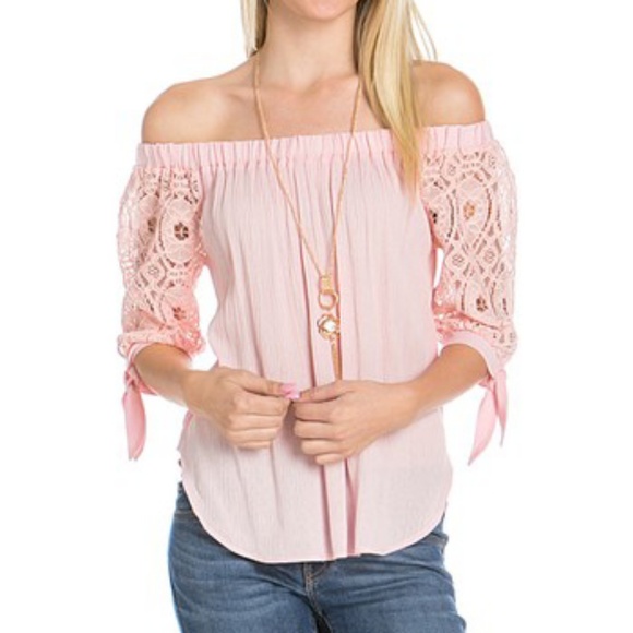 Gal Boss Tops - Off Shoulder Lace Sleeve Top